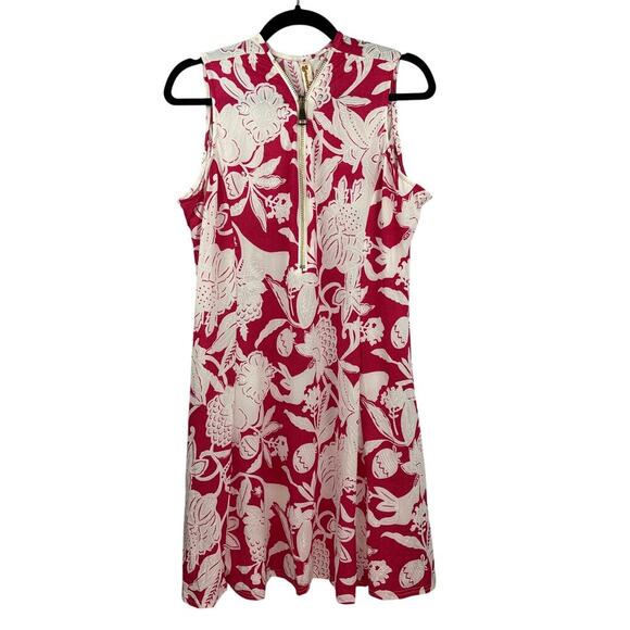 Shoreline Women’s Pink Floral Tank Dress Sz L – Gold Zipper Sleeveless Sundress - Picture 2 of 4